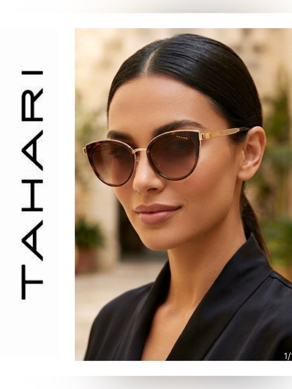 Tahari Women's Cat Eye Black/Gold Gradient 
Sunglasses